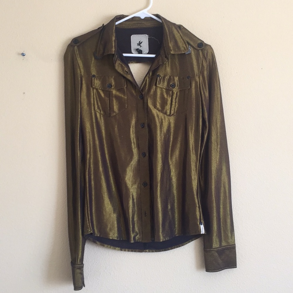 One Teaspoon Gold Button Down Top